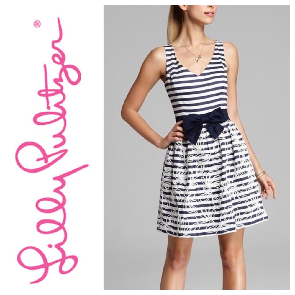 Lilly Pulitzer Roswell Dress Striped Rhinestone 0